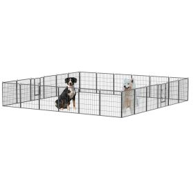 Dog Pens Outdoor 32" Height Foldable24 Panels Heavy Duty Metal Portable Dog Playpen Indoor Anti-Rust Exercise Dog Fence with Doors for Large/Medi