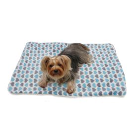 Blue & Gray Hearts Fleece/Plush Blanket (Color: Blue, size: One size)