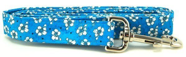 Blue Hawaiian Flowers Dog Leash (size: XS)