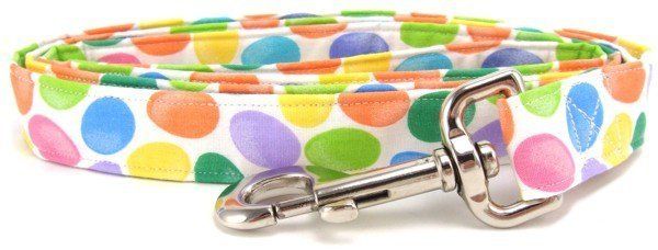 Colorful Easter Eggs on White Dog Leash (size: XS)
