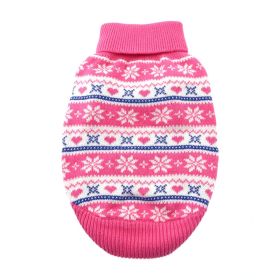 Dog Cable Knit 100% Cotton Sweater    Snowflakes and Hearts Pink (Option: XX-Small)