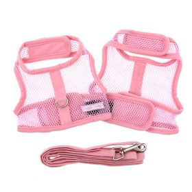 Cool Mesh Dog Harness with Leash - Solid Pink (Option: X-Small)