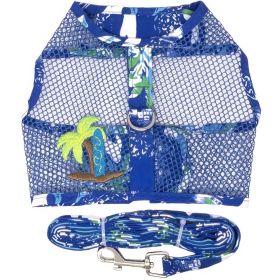 Surfboard Blue and Green Cool Mesh Dog Harness with Matching Leash (Option: X-Small)