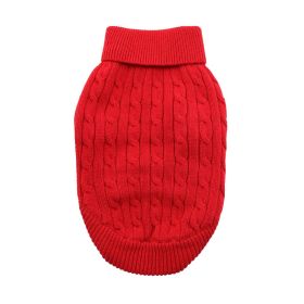 Dog Cable Knit 100% Cotton Sweater      Fiery Red (Option: XX-Small)
