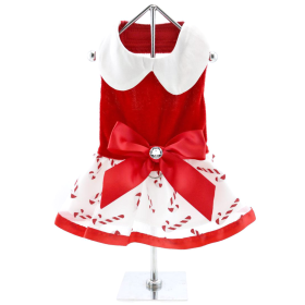 Christmas Candy Cane Dress and Matching Leash (Option: X-Small)