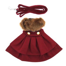 Wool Fur-Trimmed Dog Harness Coat by Doggie Design- Burgundy (Option: X-Small)