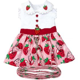 Strawberry Picnic  Harness Dress with Matching Leash (Option: X-Small)