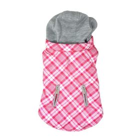 Weekender Dog Sweatshirt Hoodie - Pink and White Plaid Fabric (Option: X-Small)