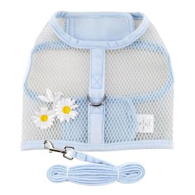Cool Mesh Dog Harness with Leash - Blue Daisy (Option: X-Small)