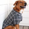 Flannel Dog Shirt - Dark Grey and Pink Plaid