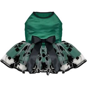 Green and Black Satin Dress (Option: X-Small)