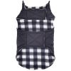 Reversible Fleece Lined Puffer Dog Coat - Black and White Plaid