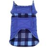 Reversible Fleece Lined Puffer Dog Coat - Blue Plaid