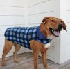 Reversible Fleece Lined Puffer Dog Coat - Blue Plaid