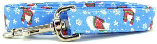 Polar Bears on Blue Dog Leash (size: XS)