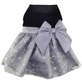 Black Velvet Dog Dress with Gray Snowflake Skirt (Option: X-Small)