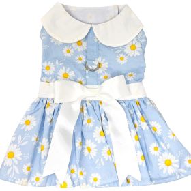 Blue Daisy Dog Dress with Matching Leash new Spring 2024 (Option: X-Small)