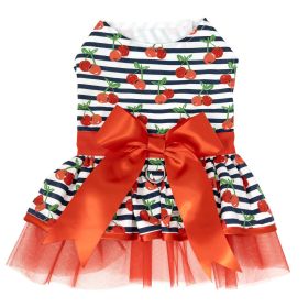 Cherry Stripe Harness Dress with Matching Leash New Spring 2024 (Option: X-Small)