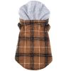 Weekender Dog Sweatshirt Hoodie Brown and Black Plaid Flannel