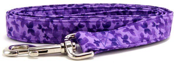 Purple Butterflies Dog Leash (size: XS)