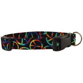 Rainbow Peace Signs Dog Collar (size: XS)