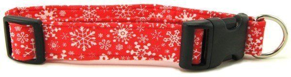 Red Snowflakes Dog Collar (size: XS)