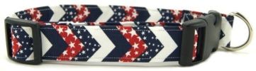 Red White & Blue Chevrons Dog Collar