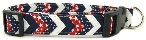Red White & Blue Chevrons Dog Collar (size: XS)