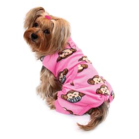 Silly Monkey Front Sleeveless Fleece Pajamas - Pink (size: XS)