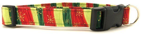 Wavy Christmas Stripes Dog Collar (size: XS)